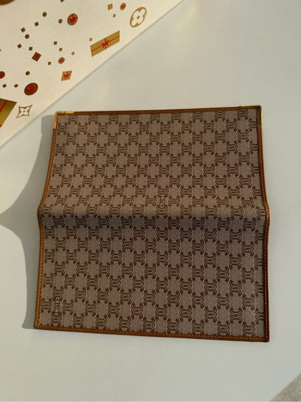 Celine Brown Triomphe Canvas Long Wallet with Gold Accent - Picture 6 of 9